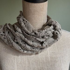 Kudibal Copenhagen tan crocheted scarf with silk lining